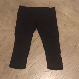 Fabletics Black Crop Leggings with Mesh Back